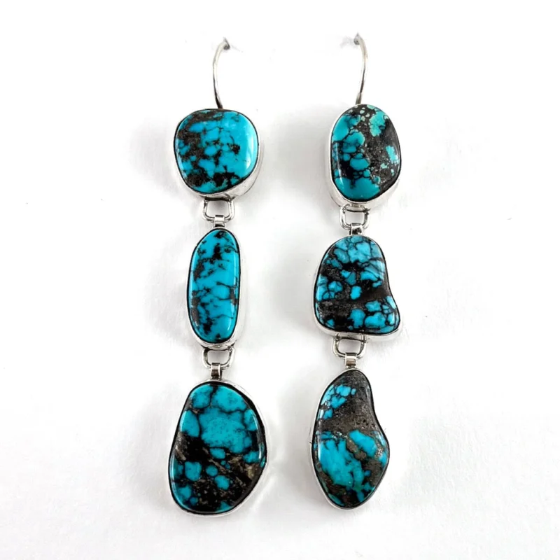 Three Stone Drop Earrings